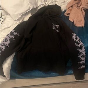 Black Hoodie with Graphic Sleeves